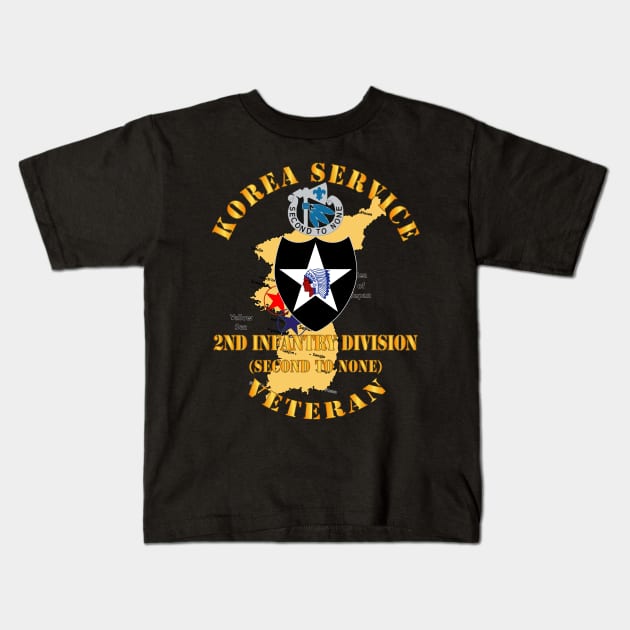 Korea Service Vet - 2nd Infantry Div - Second to None Kids T-Shirt by twix123844